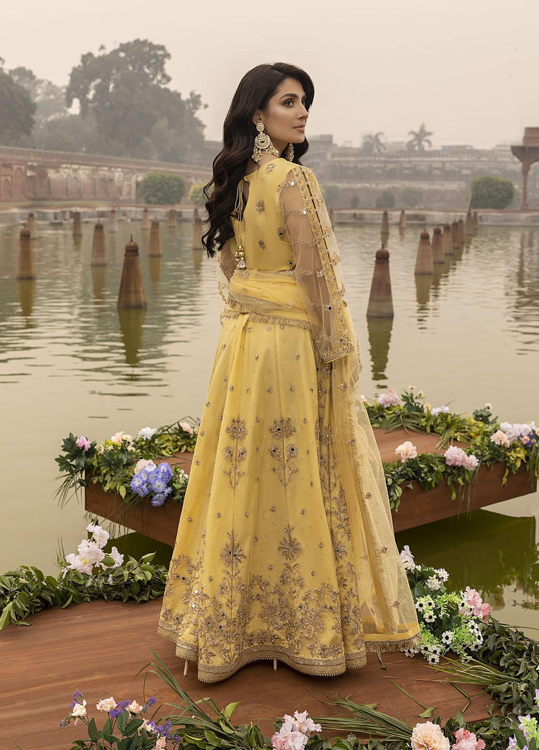 Sonia Umer by Shahzeb Textiles Embroidered Net Suits Unstitched 3 Piece ST22SU Splendour Yellow - Wedding Collection
