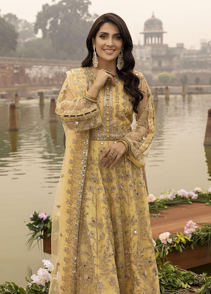 Sonia Umer by Shahzeb Textiles Embroidered Net Suits Unstitched 3 Piece ST22SU Splendour Yellow - Wedding Collection
