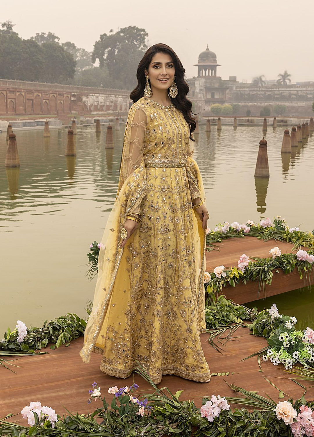 Sonia Umer by Shahzeb Textiles Embroidered Net Suits Unstitched 3 Piece ST22SU Splendour Yellow - Wedding Collection