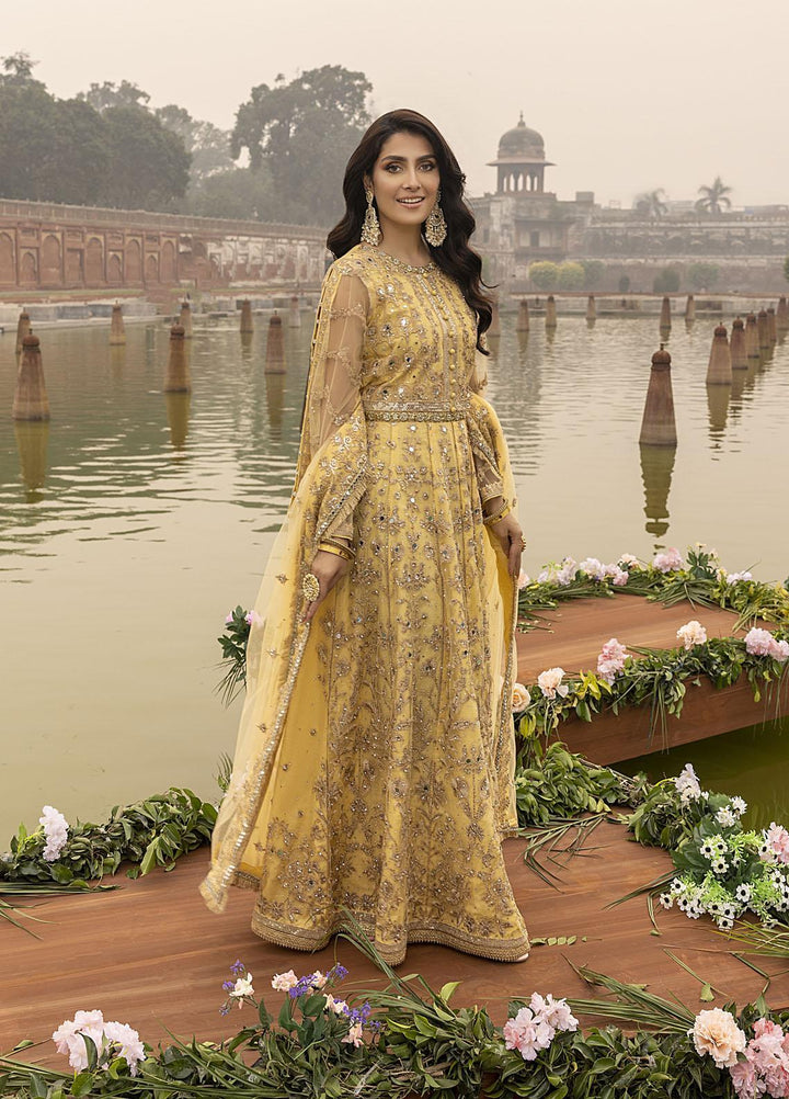 Sonia Umer by Shahzeb Textiles Embroidered Net Suits Unstitched 3 Piece ST22SU Splendour Yellow - Wedding Collection