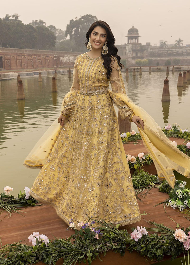 Sonia Umer by Shahzeb Textiles Embroidered Net Suits Unstitched 3 Piece ST22SU Splendour Yellow - Wedding Collection