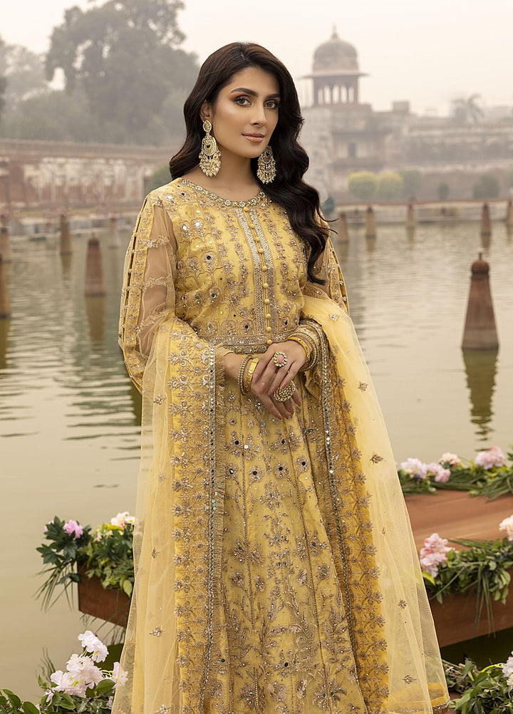Sonia Umer by Shahzeb Textiles Embroidered Net Suits Unstitched 3 Piece ST22SU Splendour Yellow - Wedding Collection