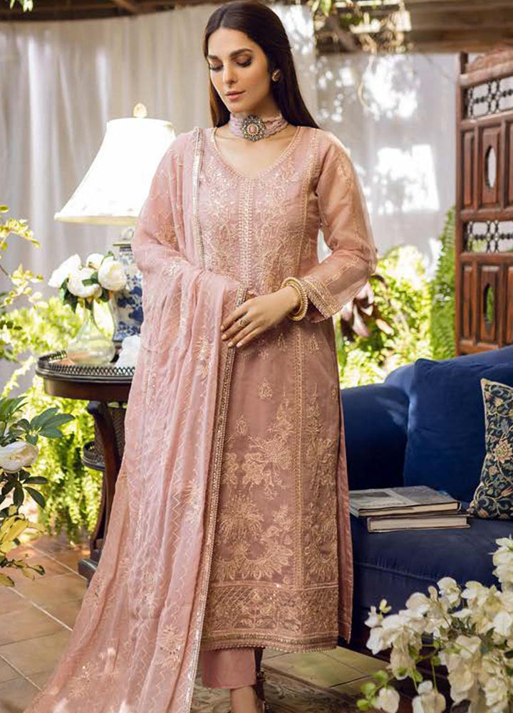 Zunairi By Shahzeb Textiles Embroidered Silk Net Suits Unstitched 3 Piece ST23Z-V2 Gulabi Rang - Festive Collection