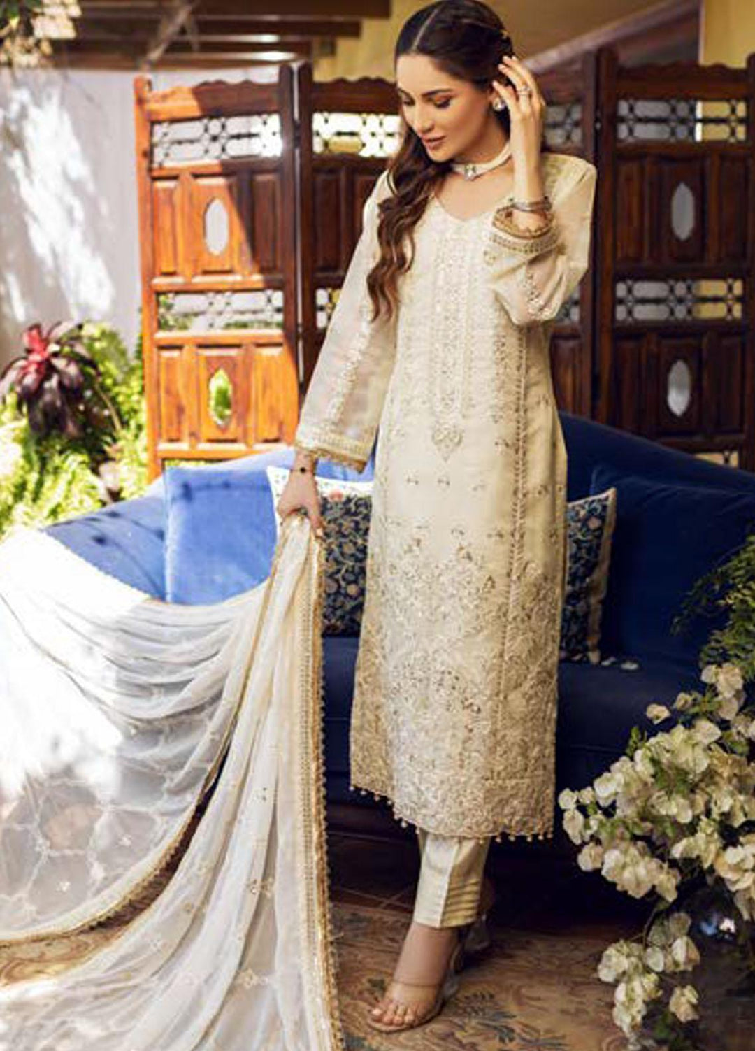 Zunairi By Shahzeb Textiles Embroidered Silk Net Suits Unstitched 3 Piece ST23Z-V2 Chameli - Festive Collection