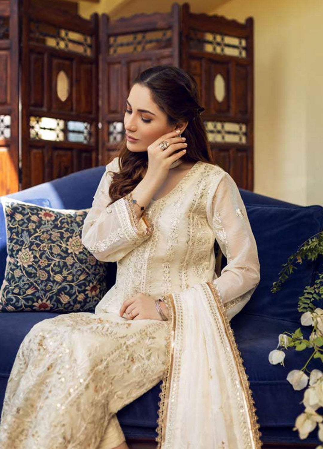 Zunairi By Shahzeb Textiles Embroidered Silk Net Suits Unstitched 3 Piece ST23Z-V2 Chameli - Festive Collection