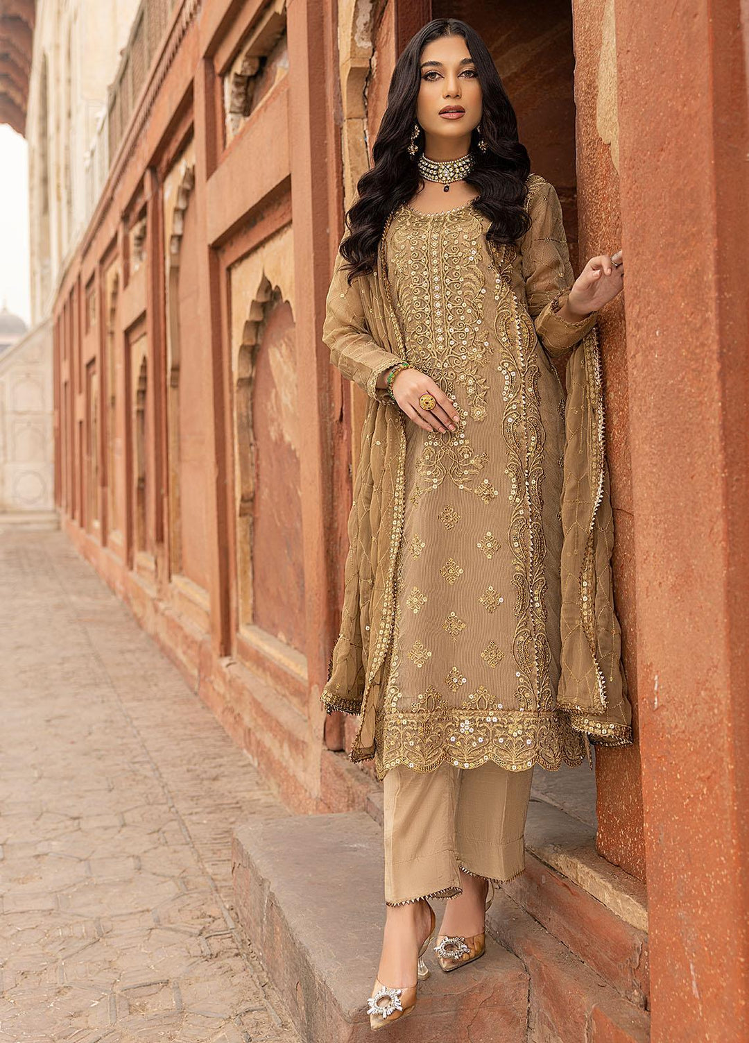 Zunairi By Shahzeb Textiles Embroidered Silk Suits Unstitched 3 Piece ST23Z 03 Sunehri Jora - Luxury Collection