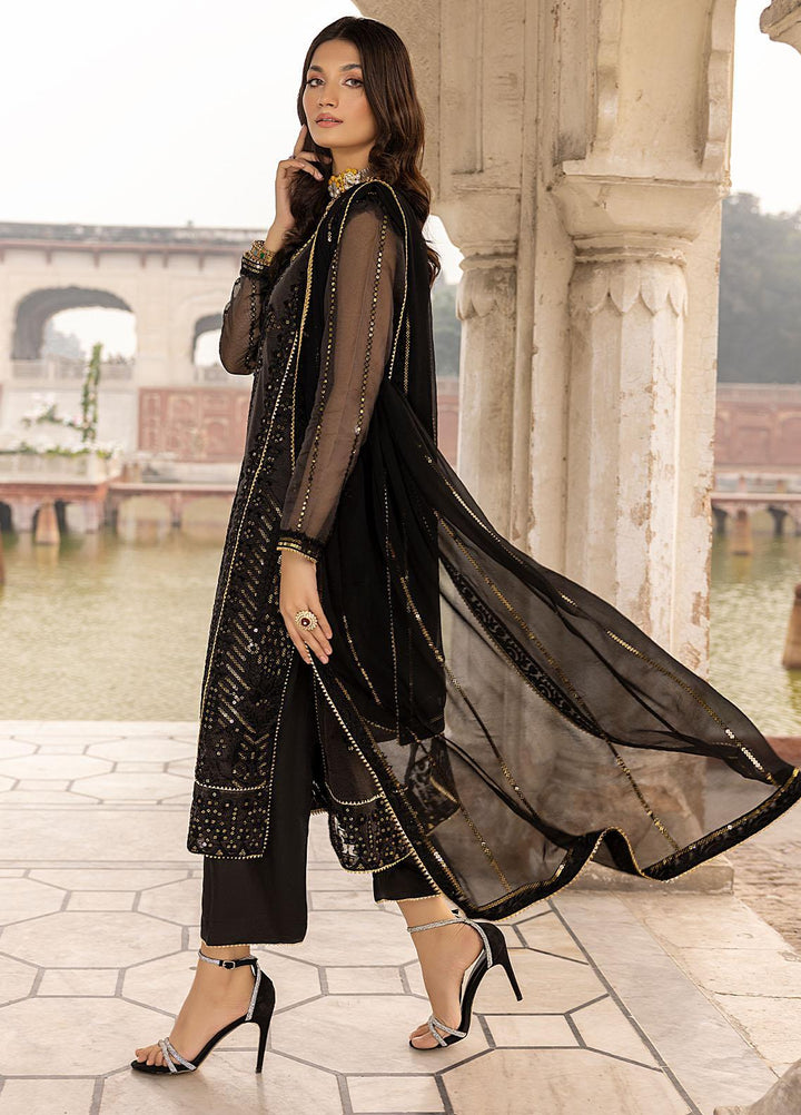 Zunairi By Shahzeb Textiles Embroidered Chiffon Suits Unstitched 3 Piece ST23Z 05 Shahi Siyahi - Luxury Collection