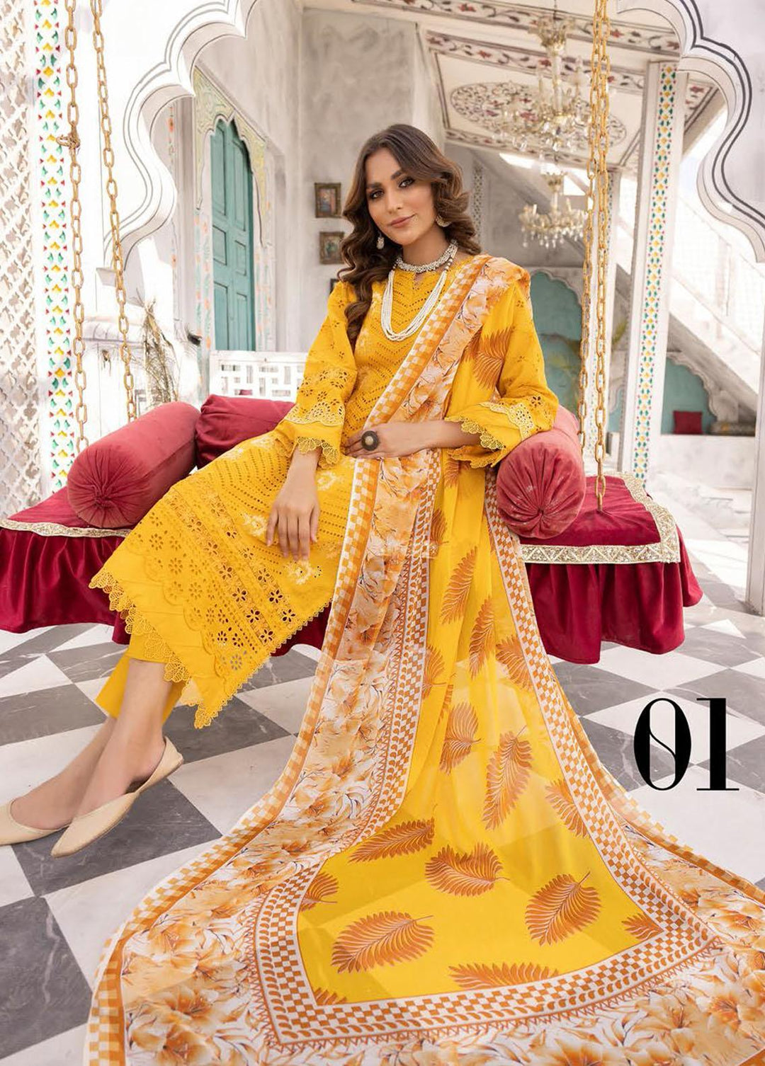 Sophia By Riaz Arts Embroidered Lawn Suits Unstitched 3 Piece RA23-S3 01 - Winter Collection