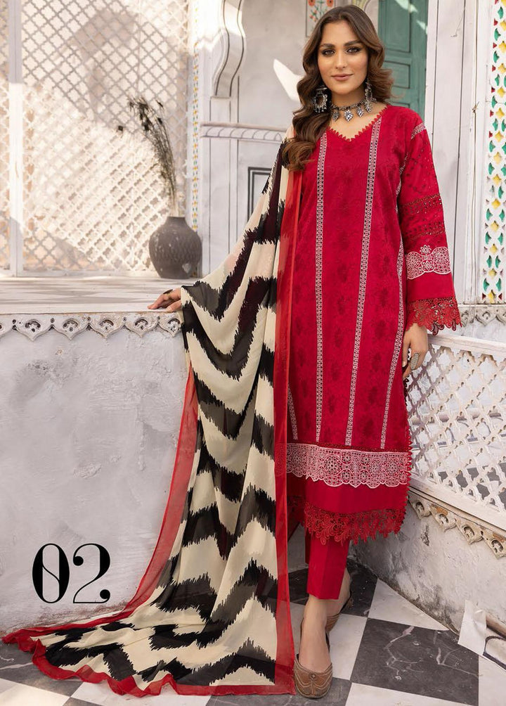 Sophia By Riaz Arts Embroidered Lawn Suits Unstitched 3 Piece RA23-S3 02 - Winter Collection