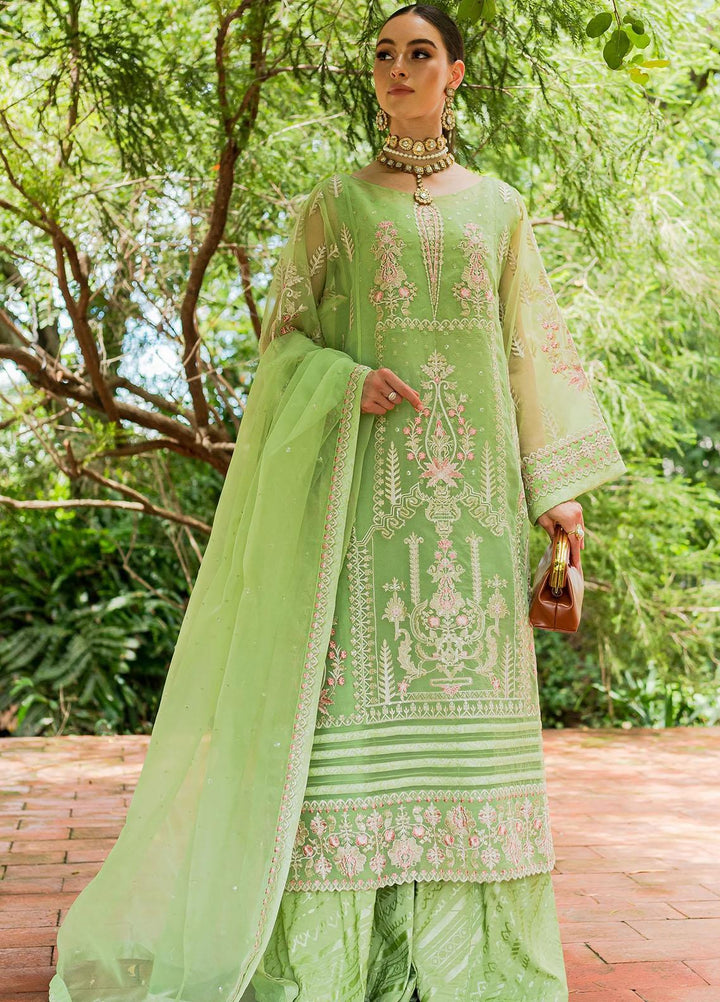 Sorina By Maryum N Maria Embroidered Organza Suits Unstitched 3 Piece MNM23SO MW23-506 Lilly Green - Formal Collection