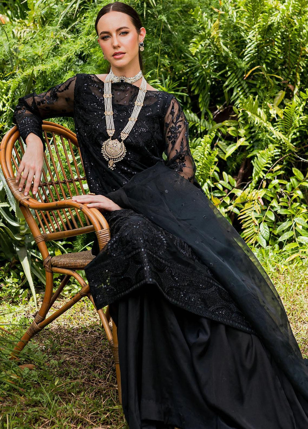 Sorina By Maryum N Maria Embroidered Organza Suits Unstitched 3 Piece MNM23SO MW23-507 Raven - Formal Collection
