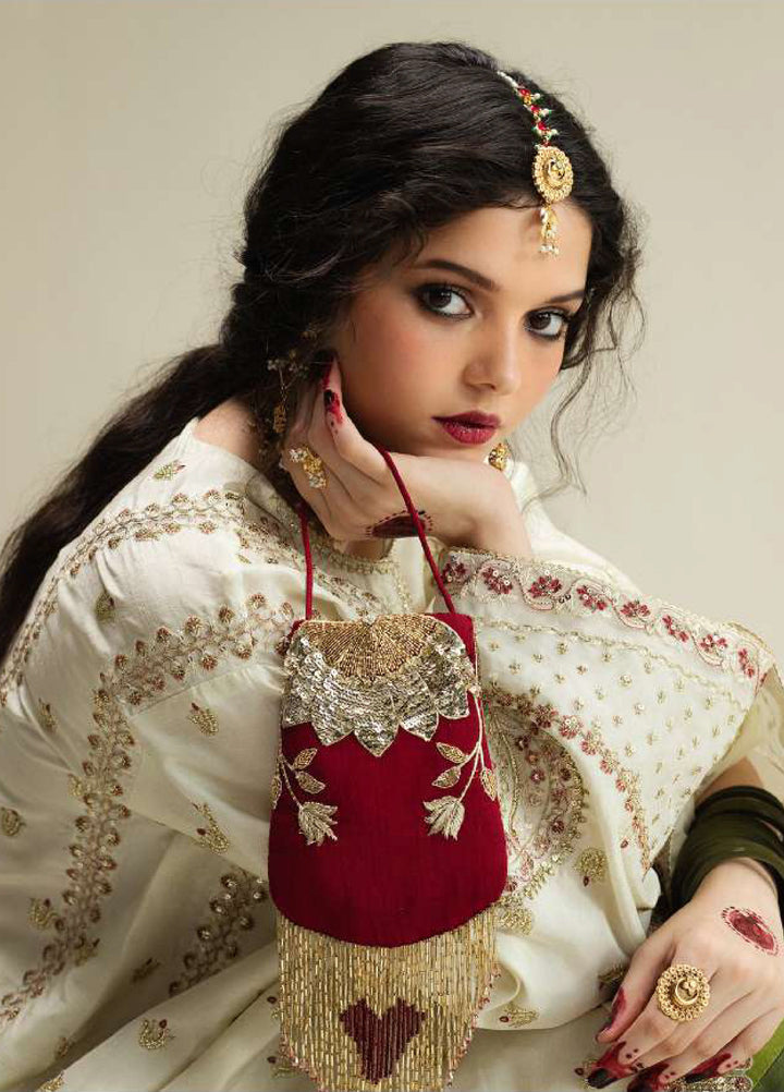 Zara Shahjahan Unstitched Wedding Embroidered Organza Suits 3 Piece ZS25WU D-4 Soz - Wedding Collection