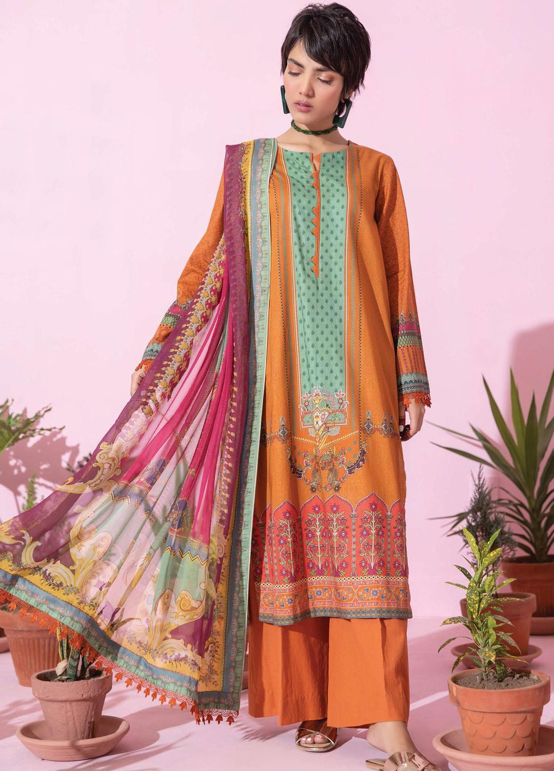 Spring Fling by Rang Rasiya Printed Lawn Suits Unstitched 3 Piece RR21SF 701 Zesty Orange - Summer Collection
