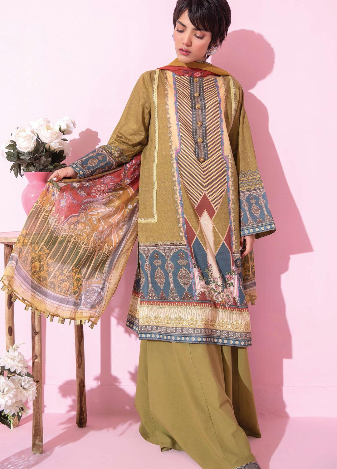 Spring Fling by Rang Rasiya Printed Lawn Suits Unstitched 3 Piece RR21SF 719 Olive Tree - Summer Collection