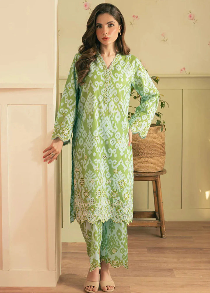 Spring Summer by Sahar Pret Embroidered Cambric 2 Piece Suit Olive Bloom