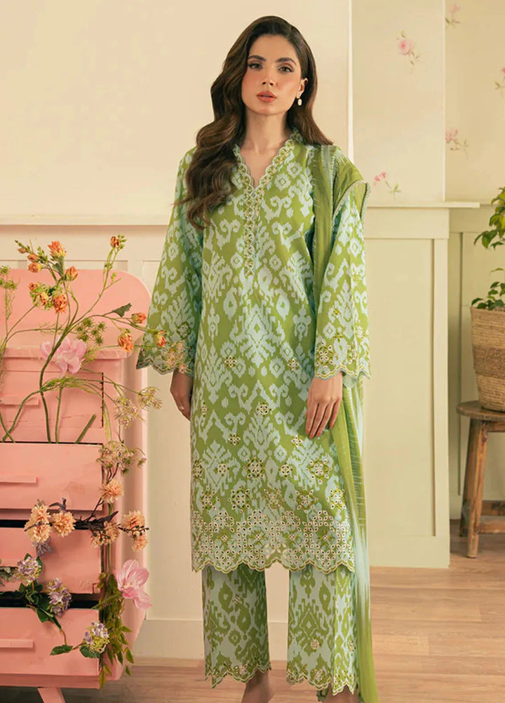 Spring Summer by Sahar Pret Embroidered Cambric 2 Piece Suit Olive Bloom