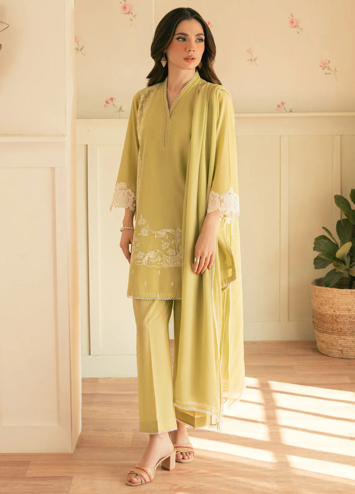 Spring Summer by Sahar Pret Embroidered Cambric 2 Piece Suit Chartreuse Chic