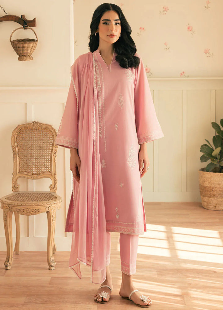 Spring Summer by Sahar Pret Embroidered Cambric 2 Piece Suit Pink Poise
