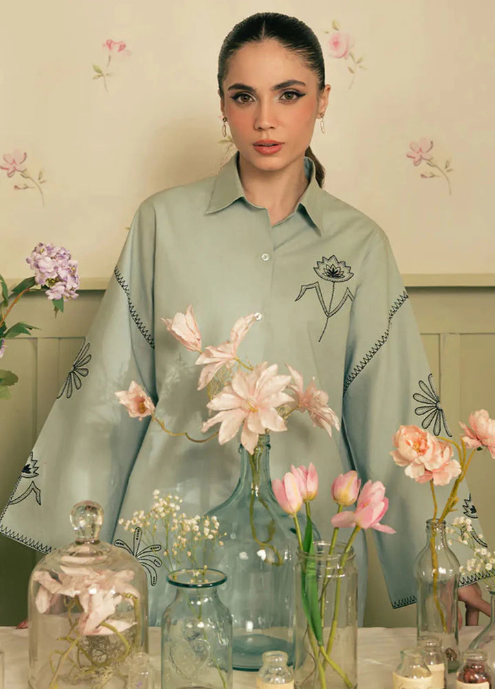 Spring Summer by Sahar Pret Embroidered Cotton 2 Piece Suit Ashen Aqua