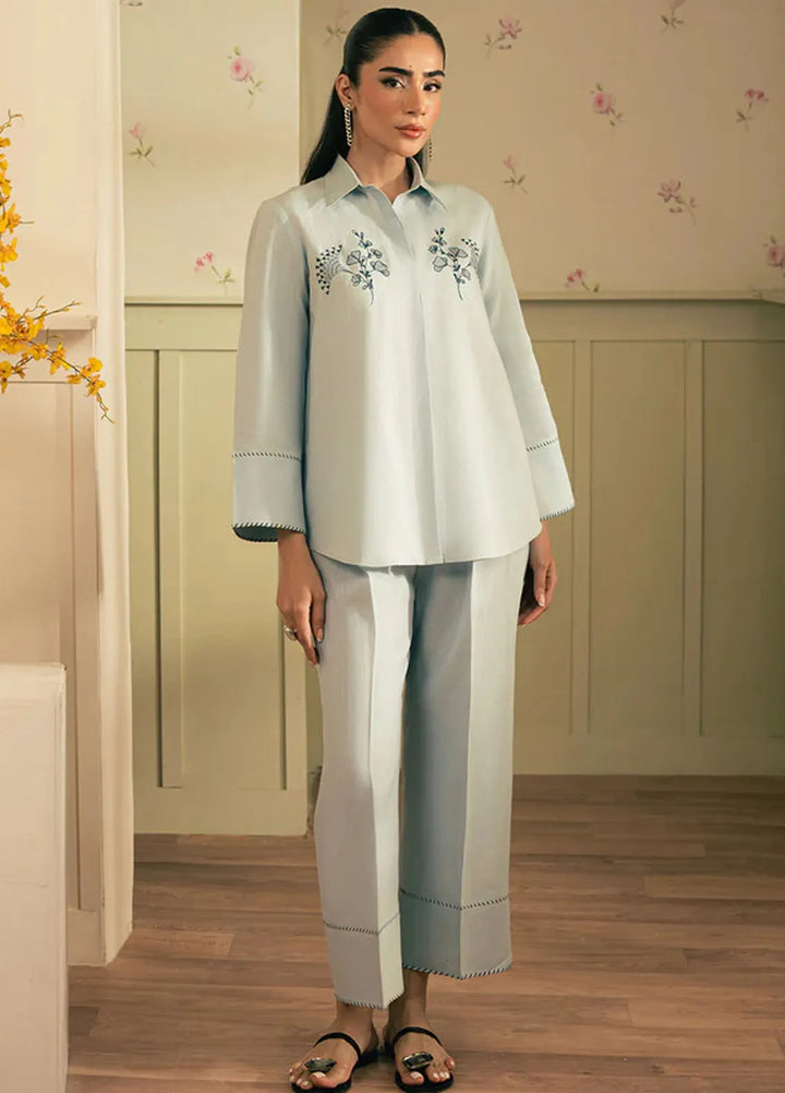 Spring Summer by Sahar Pret Embroidered Cotton 2 Piece Suit Sky Drift