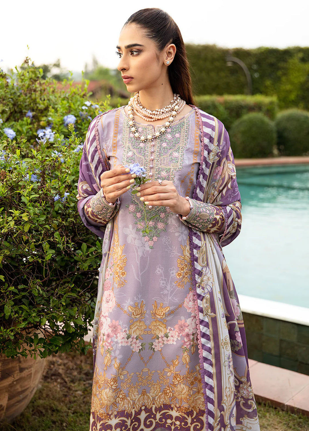 Springtime Ballet by Gulaal Embroidered Lawn Suits Unstitched 3 Piece GL24SB D-05 Lavande - Spring Summer Collection