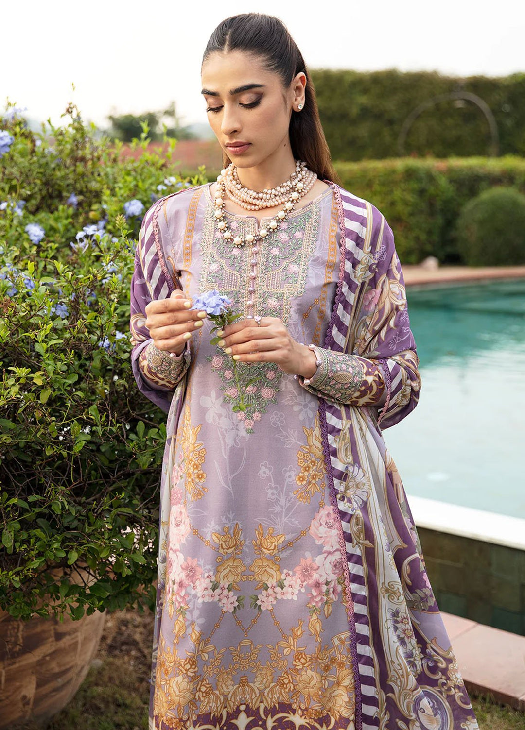 Springtime Ballet by Gulaal Embroidered Lawn Suits Unstitched 3 Piece GL24SB D-05 Lavande - Spring Summer Collection