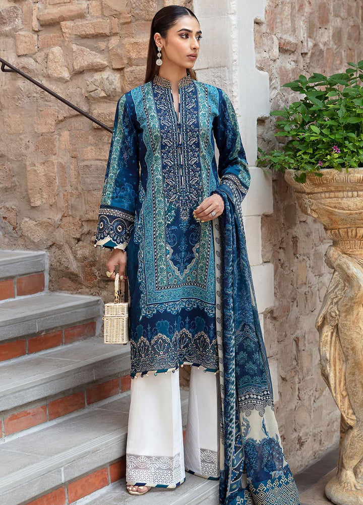 Springtime Ballet by Gulaal Embroidered Lawn Suits Unstitched 3 Piece GL24SB D-08 Azur - Spring Summer Collection