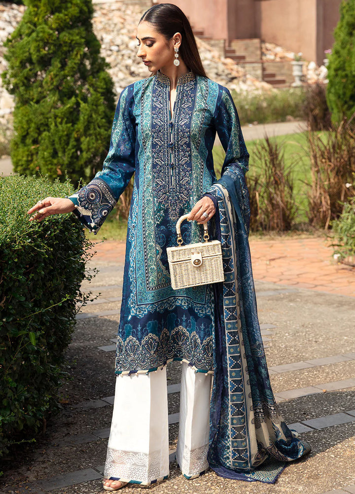 Springtime Ballet by Gulaal Embroidered Lawn Suits Unstitched 3 Piece GL24SB D-08 Azur - Spring Summer Collection