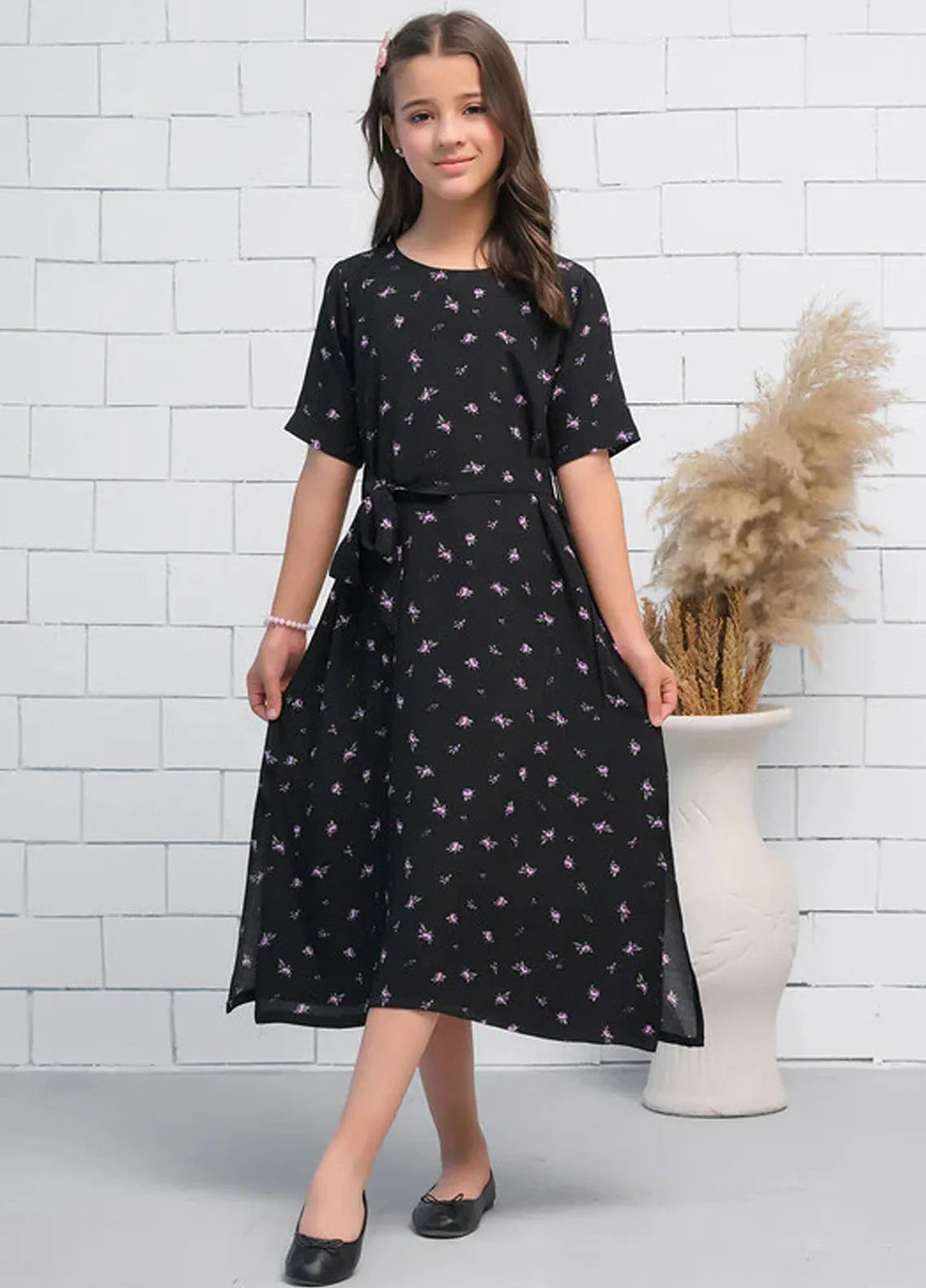 Sprinkles Pret Casual Cambric Long Shirt Black Rose Tulips Floral