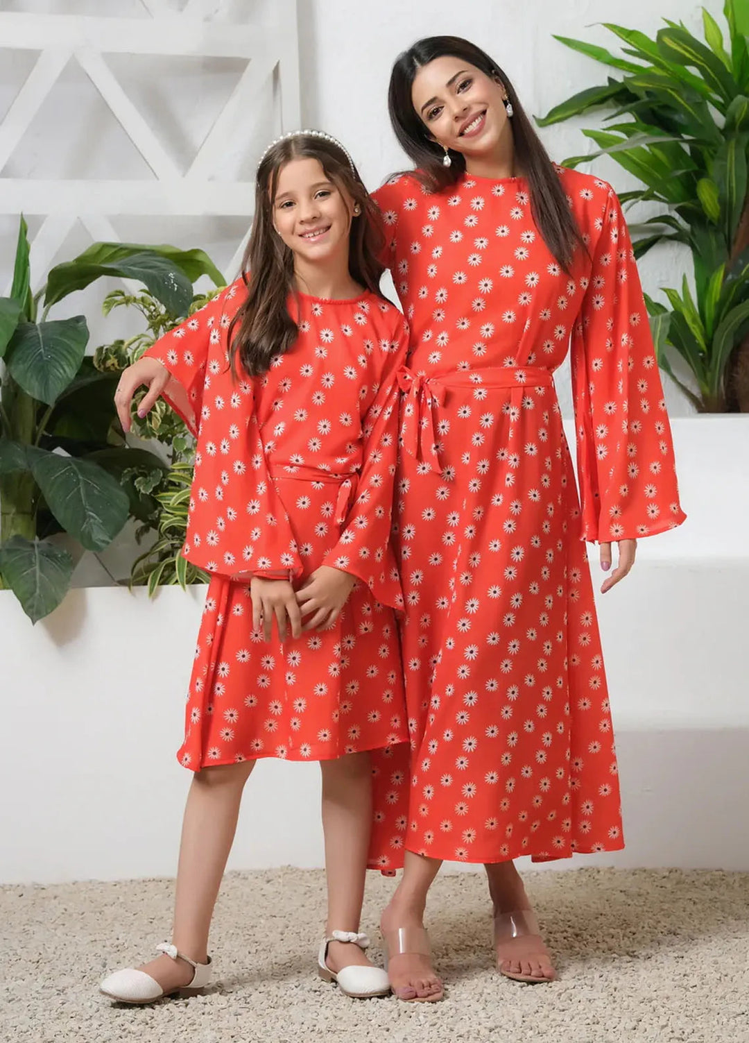 Sprinkles Pret Casual Cambric Long Shirt Orange Blossom Match Allover Floral