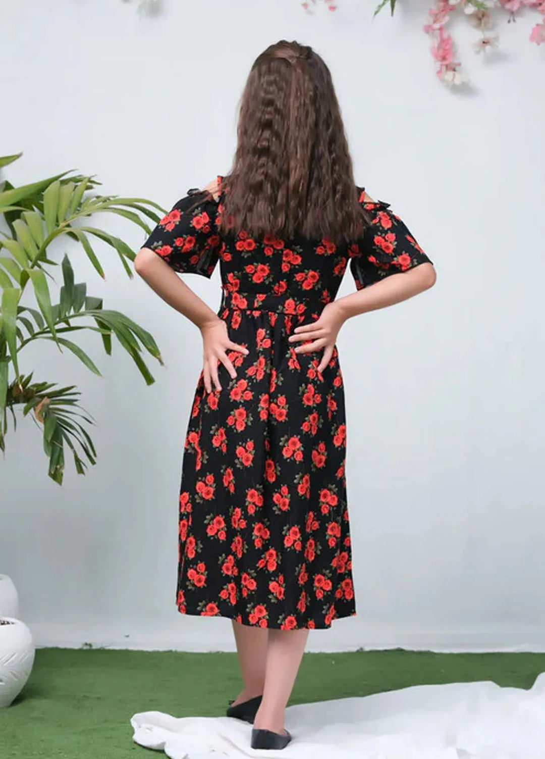 Sprinkles Pret Casual Cambric Long Shirt The Duo Black Rose Allover Flover