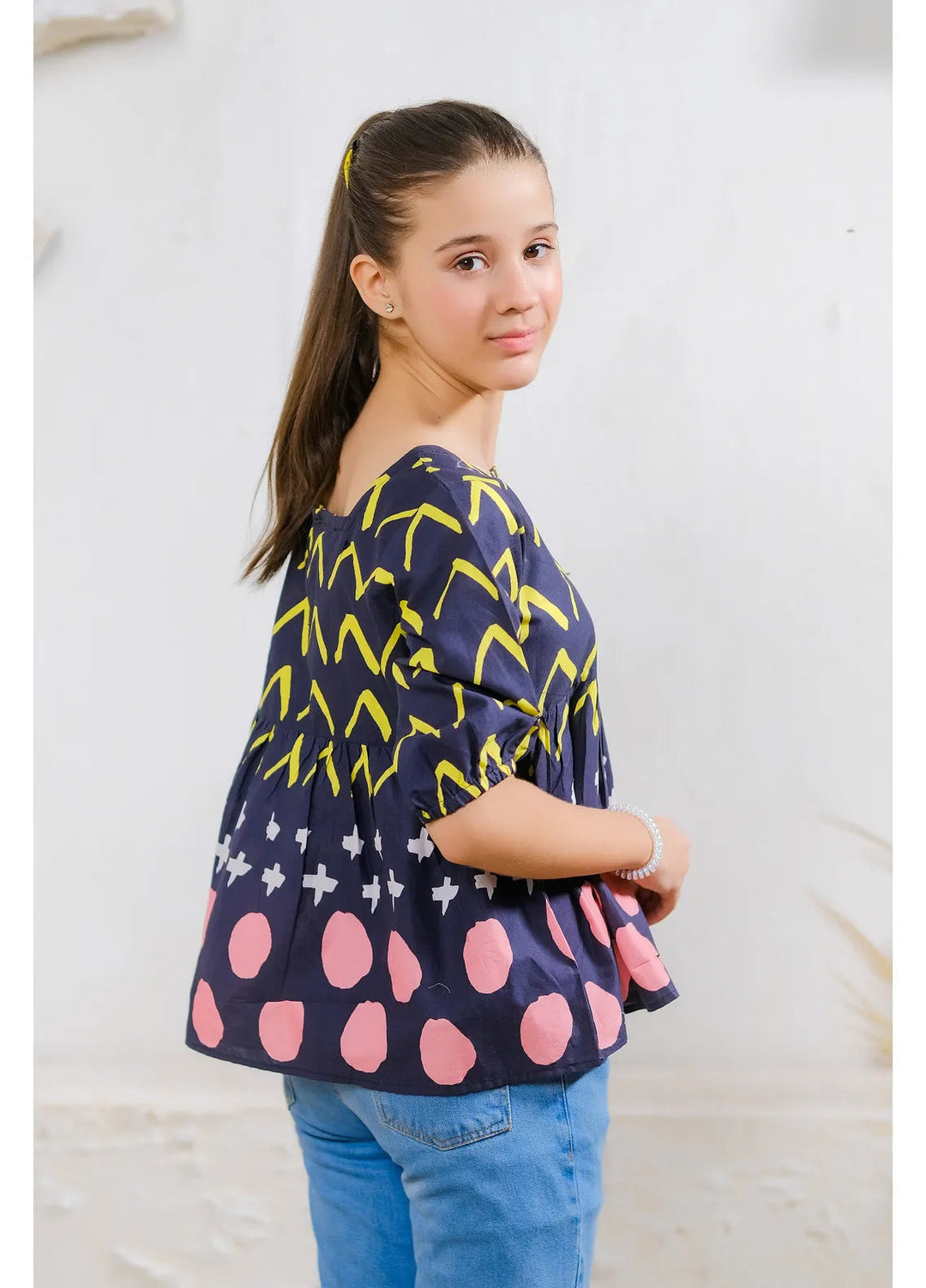 Sprinkles Pret Casual Cotton Shirt Bright Chevron Dot Dress