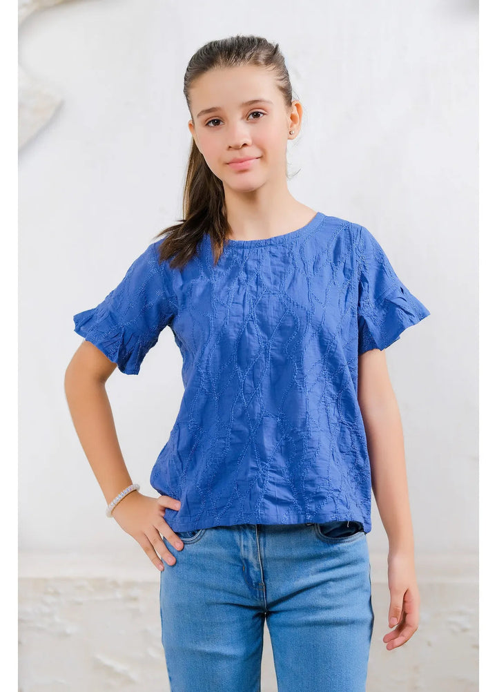 Sprinkles Pret Casual Cotton Shirt Navy Blue Diamond Textured