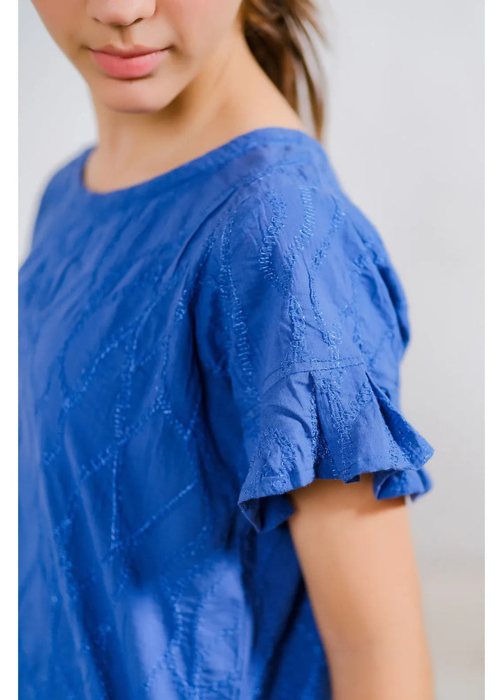 Sprinkles Pret Casual Cotton Shirt Navy Blue Diamond Textured