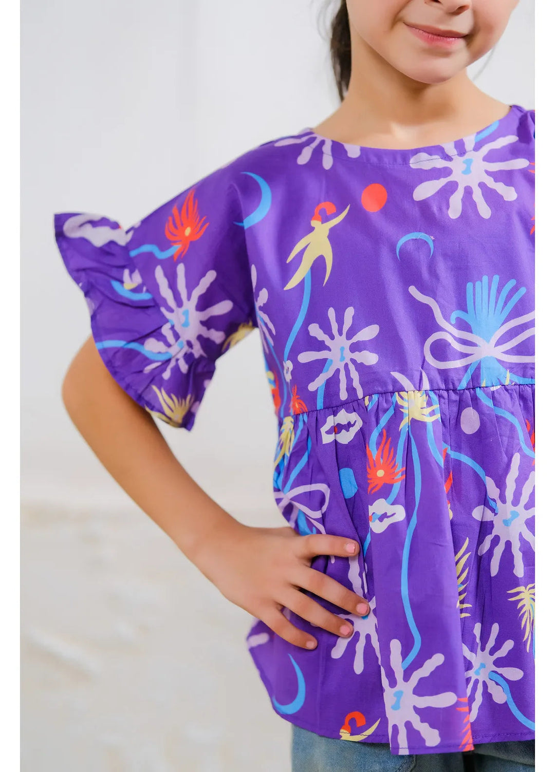 Sprinkles Pret Casual Cotton Shirt Purple Paradise Peplum