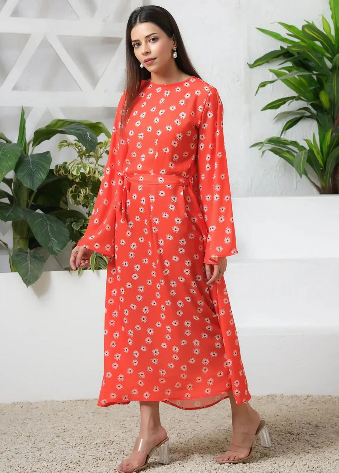 Sprinkles Pret Casual Crepe Long Shirt Orange Blossom Match