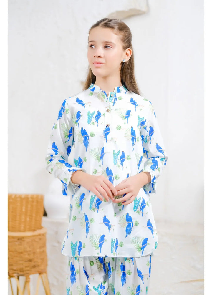 Sprinkles Pret Casual Lawn 2 Piece Suit Azure Bird Symphony