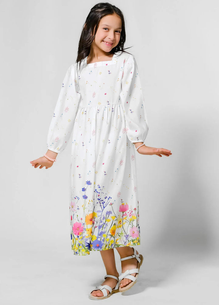 Sprinkles Pret Casual Lawn Silk Long Shirt Flower Meadow