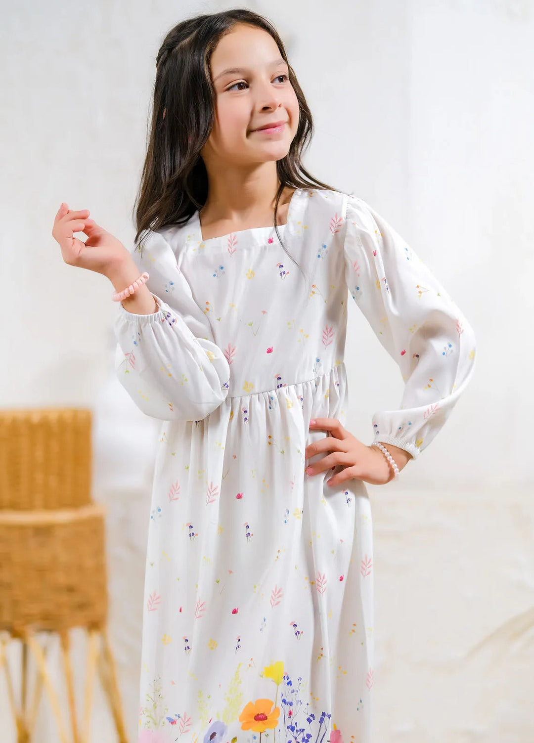 Sprinkles Pret Casual Lawn Silk Long Shirt Flower Meadow