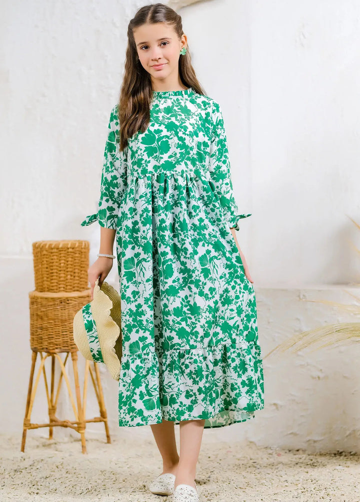 Sprinkles Pret Casual Lawn Silk Long Shirt Green Flora