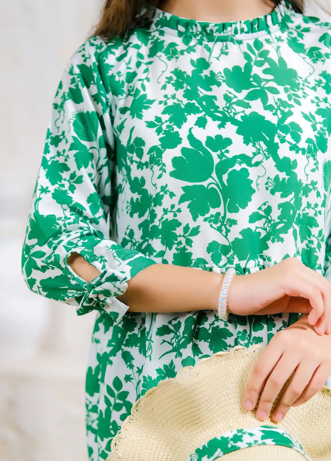 Sprinkles Pret Casual Lawn Silk Long Shirt Green Flora