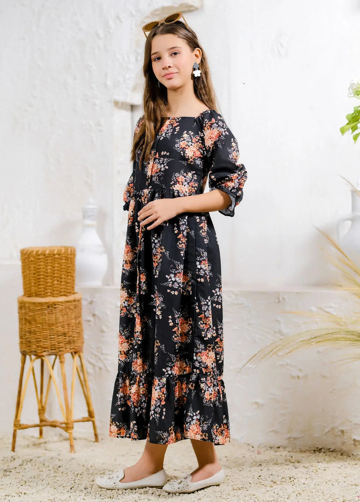 Sprinkles Pret Casual Lawn Silk Long Shirt Midnight Garden