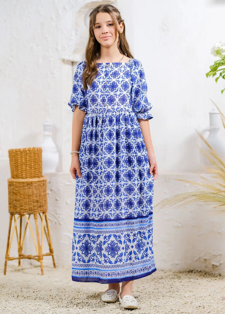 Sprinkles Pret Casual Lawn Silk Long Shirt Ocean Breeze