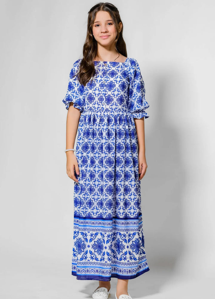 Sprinkles Pret Casual Lawn Silk Long Shirt Ocean Breeze