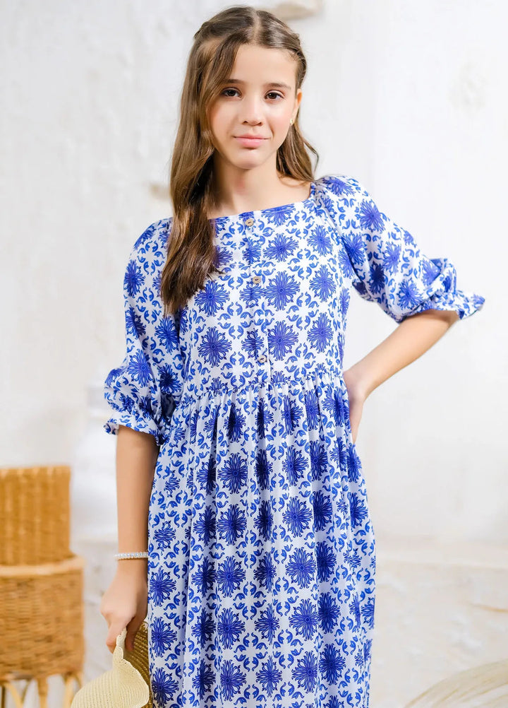 Sprinkles Pret Casual Lawn Silk Long Shirt Ocean Breeze