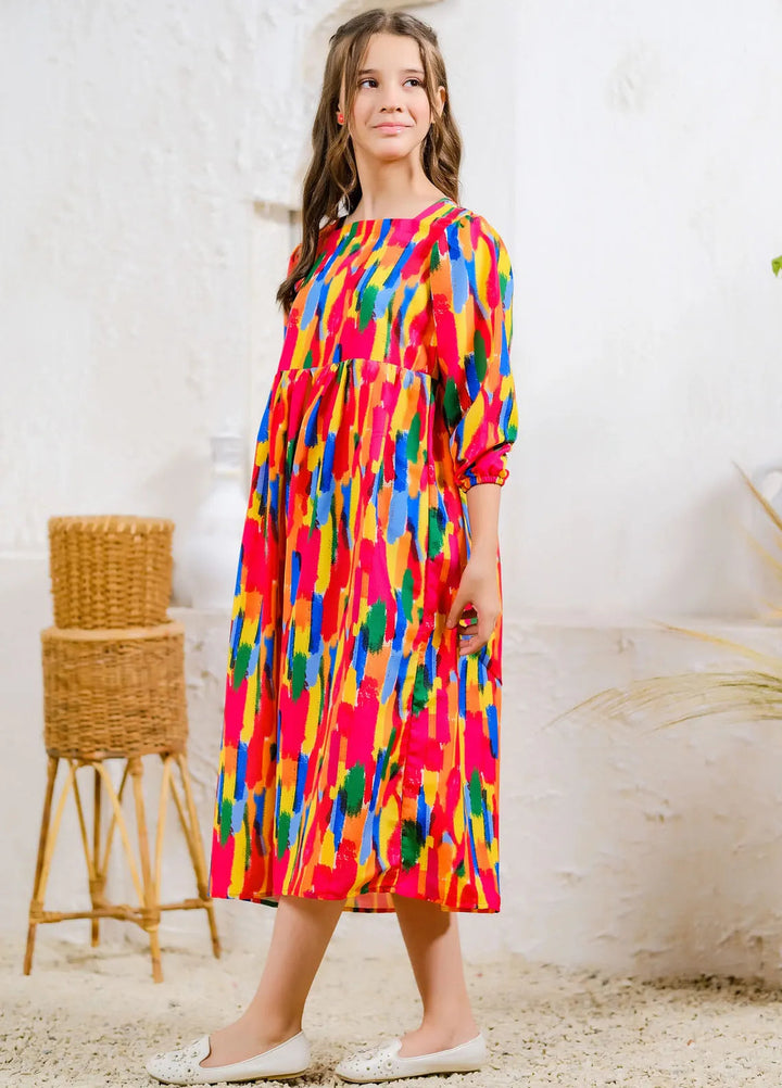Sprinkles Pret Casual Lawn Silk Long Shirt Rainbow Splash
