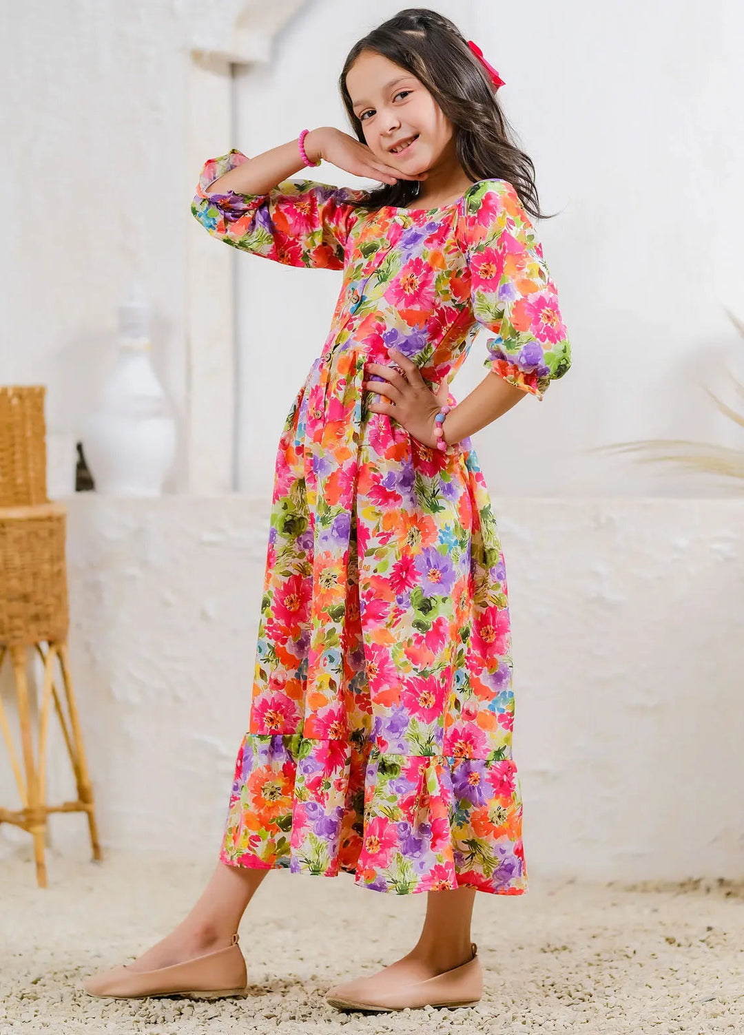 Sprinkles Pret Casual Lawn Silk Long Shirt Sunshine Blooms