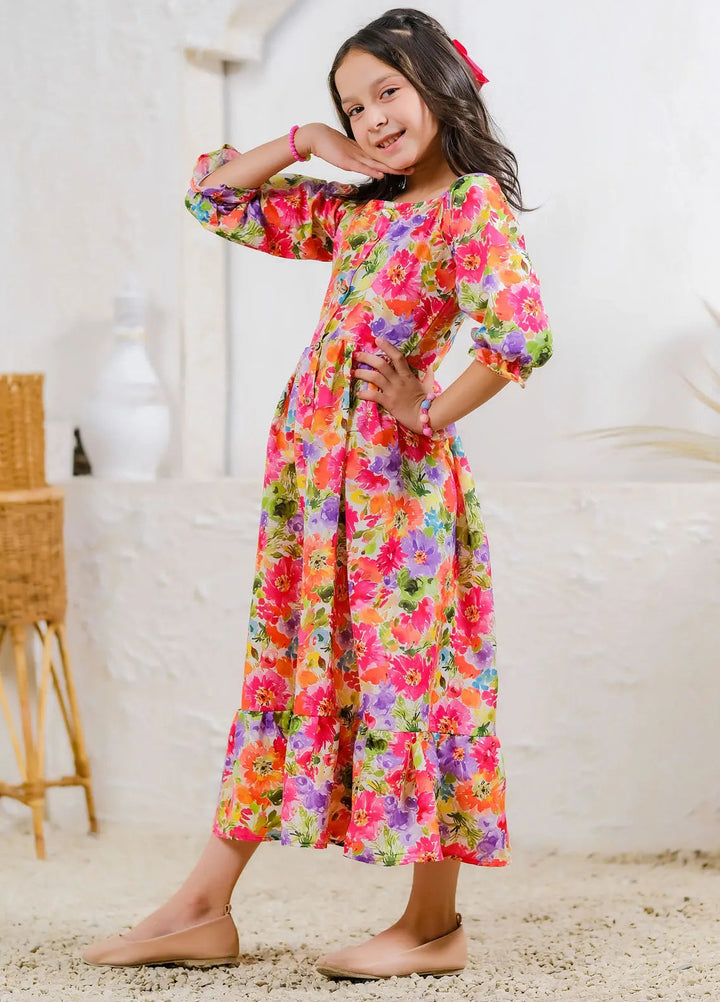 Sprinkles Pret Casual Lawn Silk Long Shirt Sunshine Blooms
