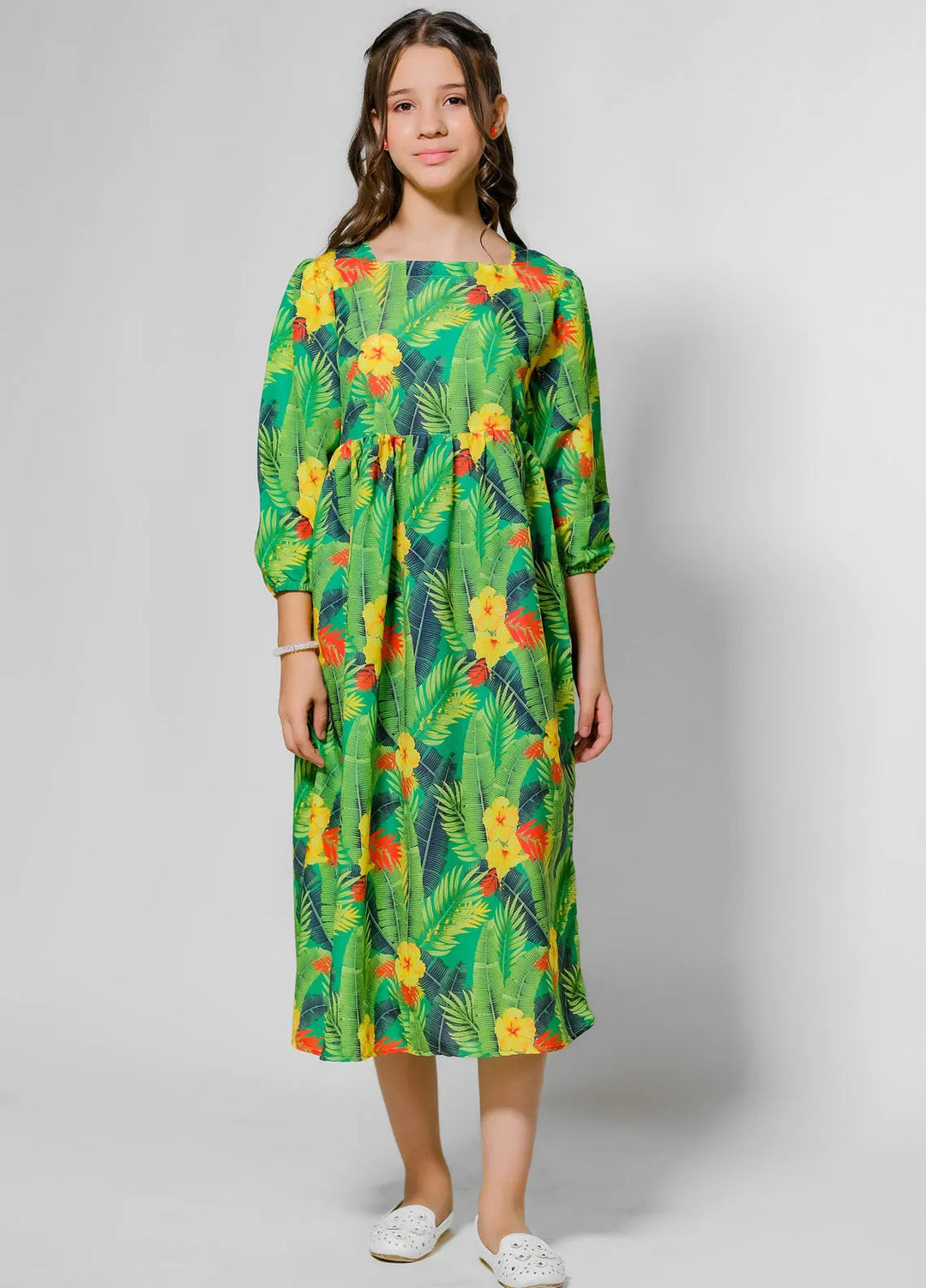 Sprinkles Pret Casual Lawn Silk Long Shirt Tropical Paradise