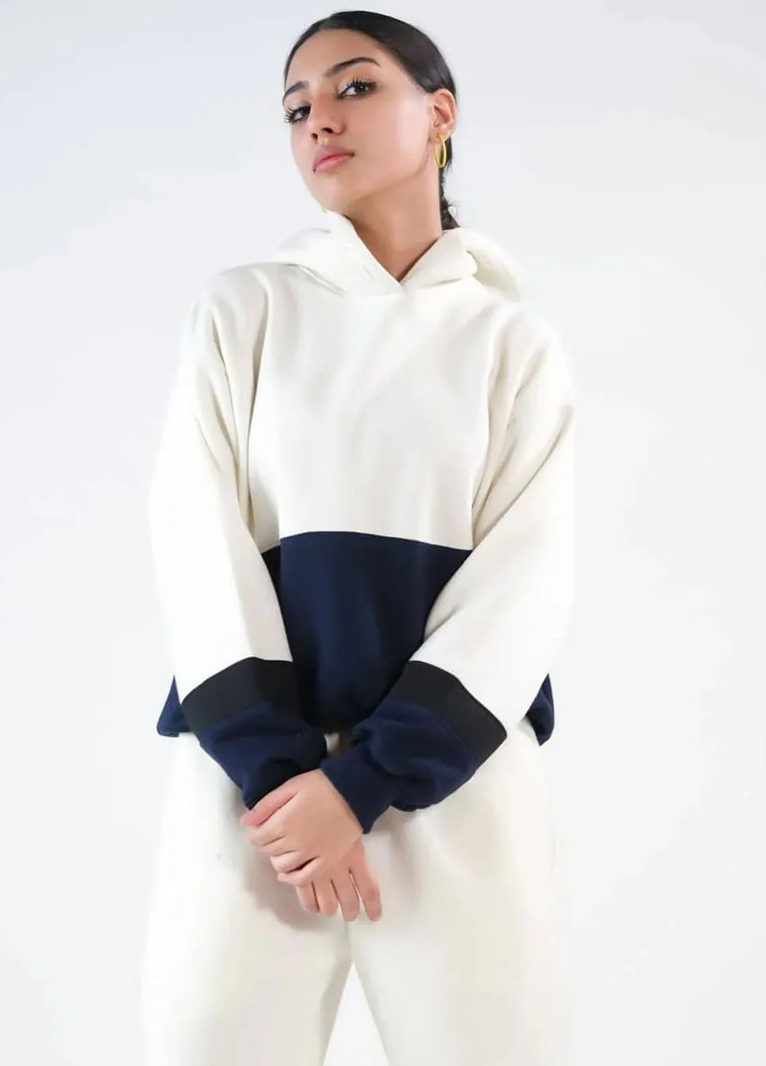 Sprinkles Pret Co ord Fleece 2 Piece Suit SPDR412 Stripy - Ecru/Navy Blue